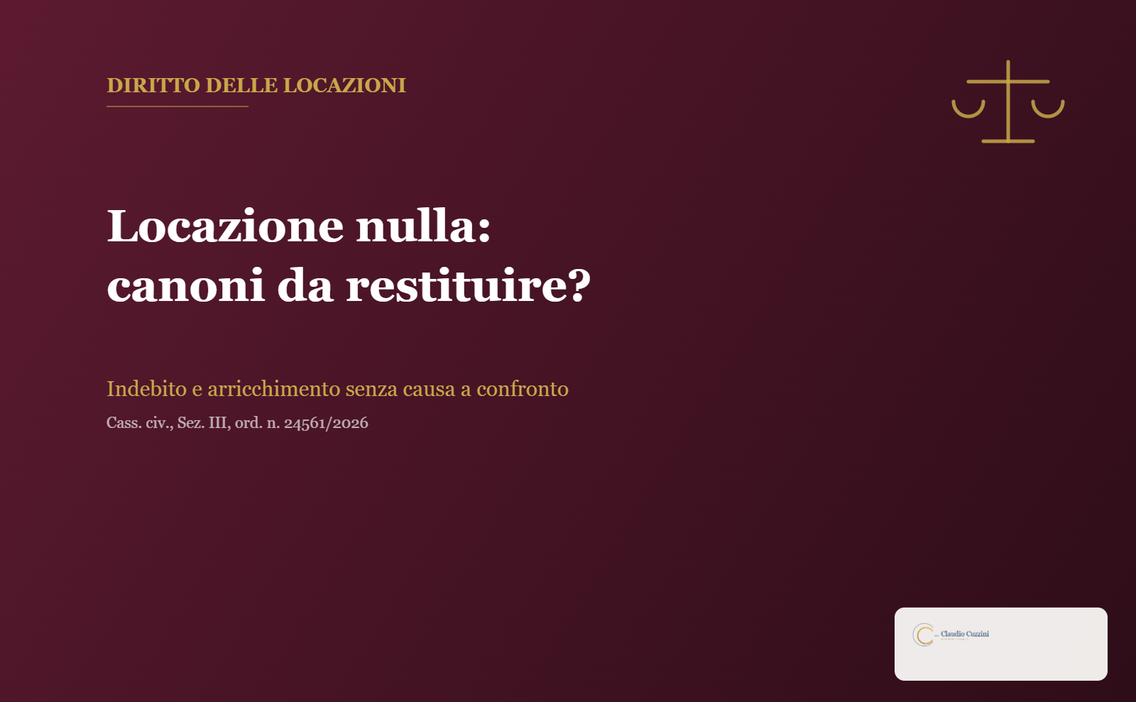 Contratto di locazione nullo: canoni da restituire secondo la Cassazione