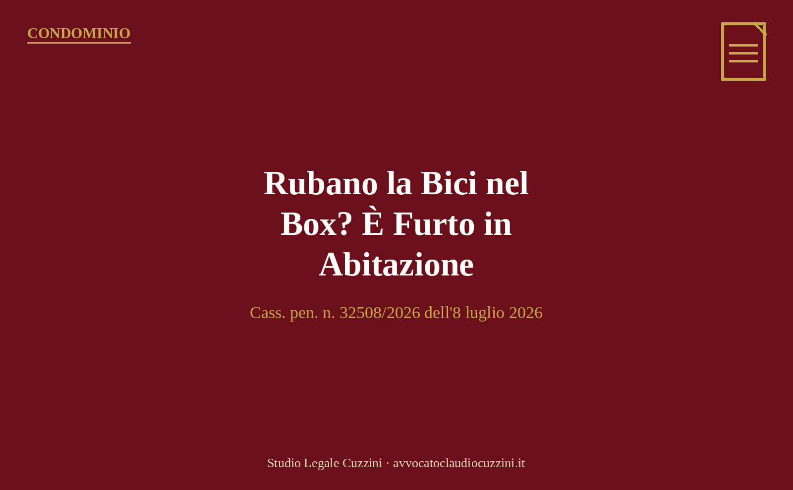 Furto bicicletta box condominiale furto in abitazione aggravato