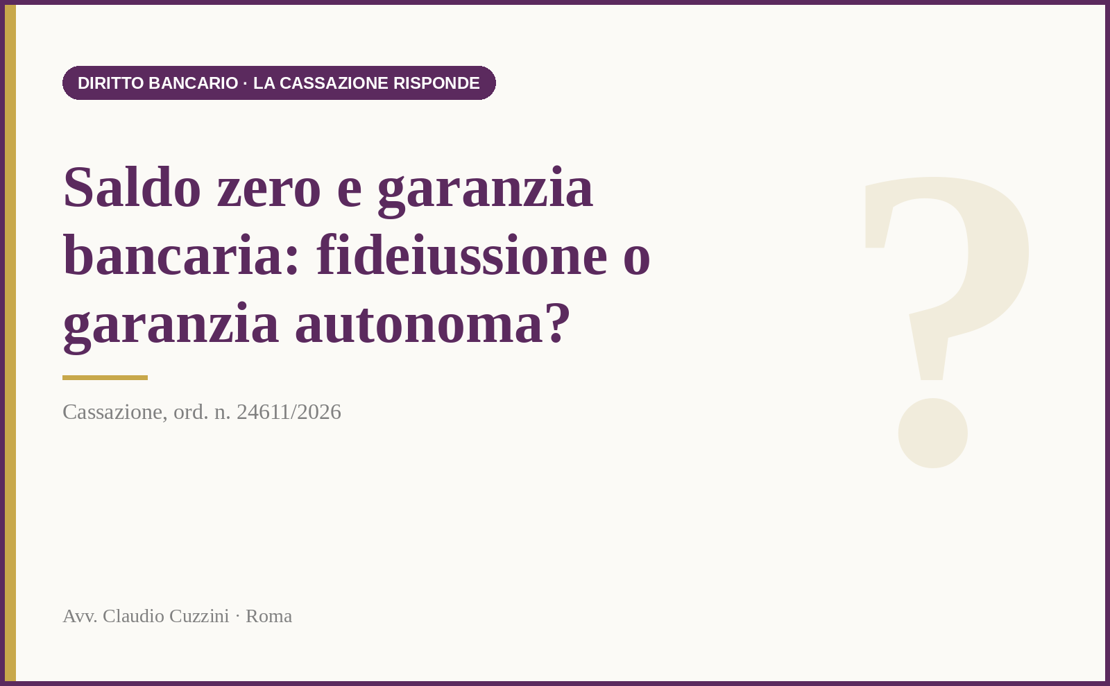 Saldo zero in conto corrente e garanzia bancaria: fideiussione o garanzia autonoma