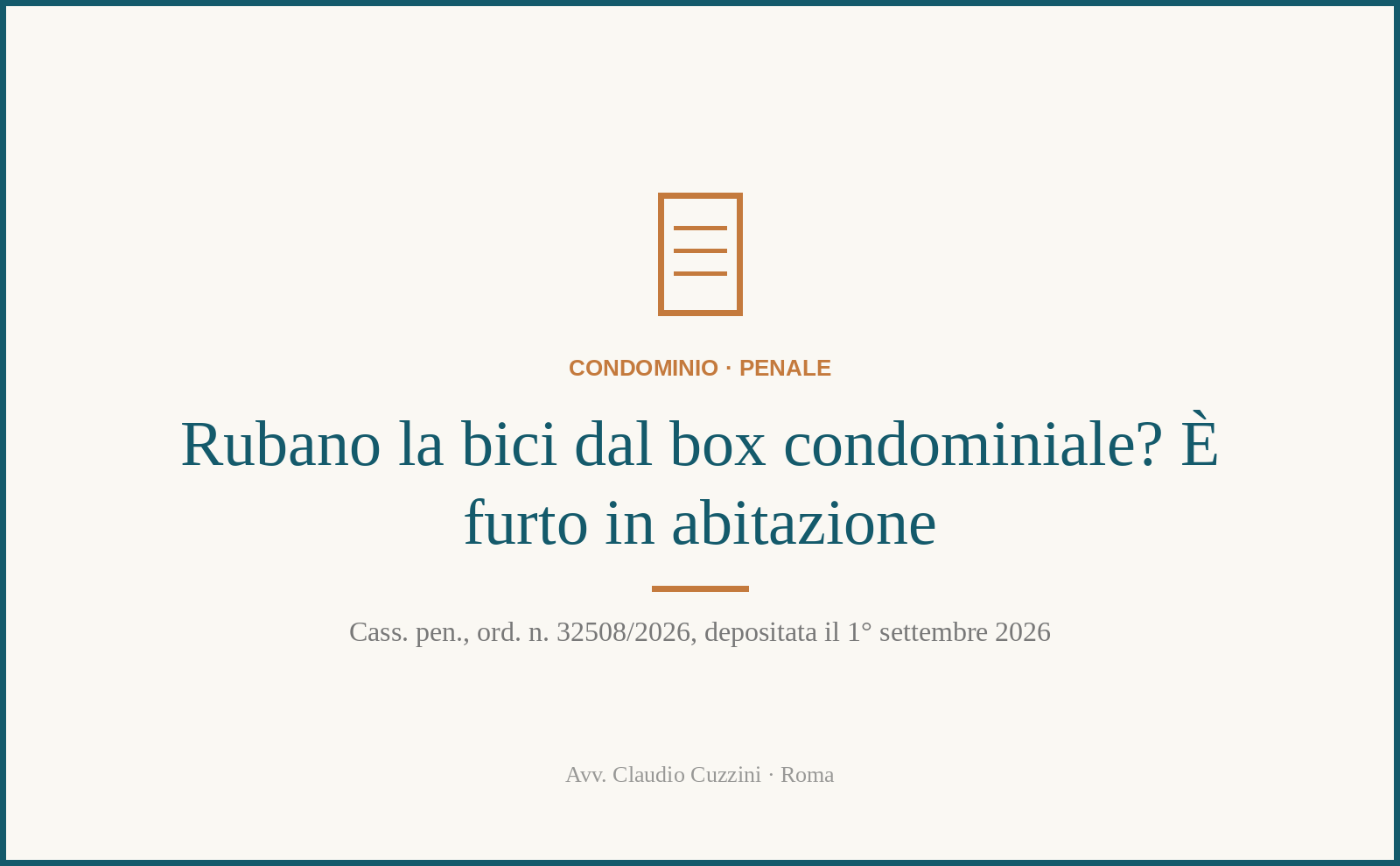 Furto bicicletta box condominiale furto in abitazione aggravato